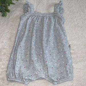 Gap Baby 0-3M Gray Polka Dot Bubble Romper EUC